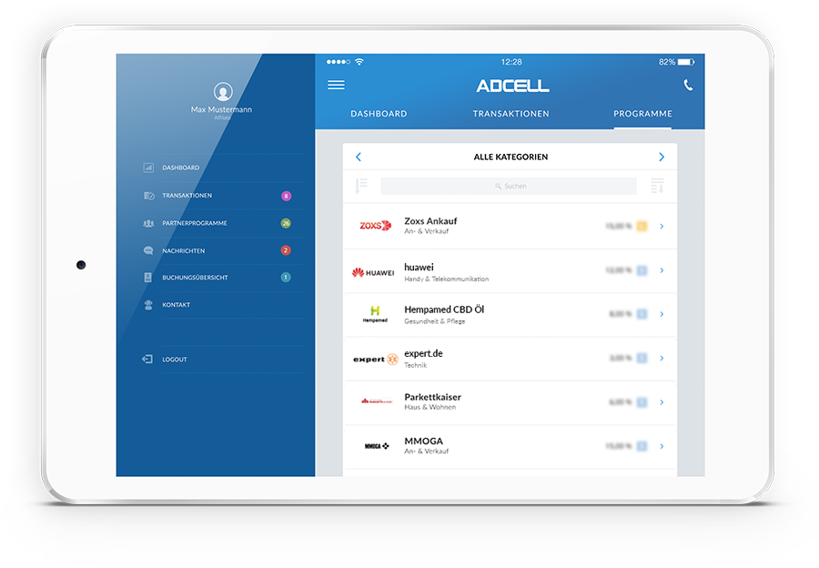 ADCELL App für Tablet und iPad